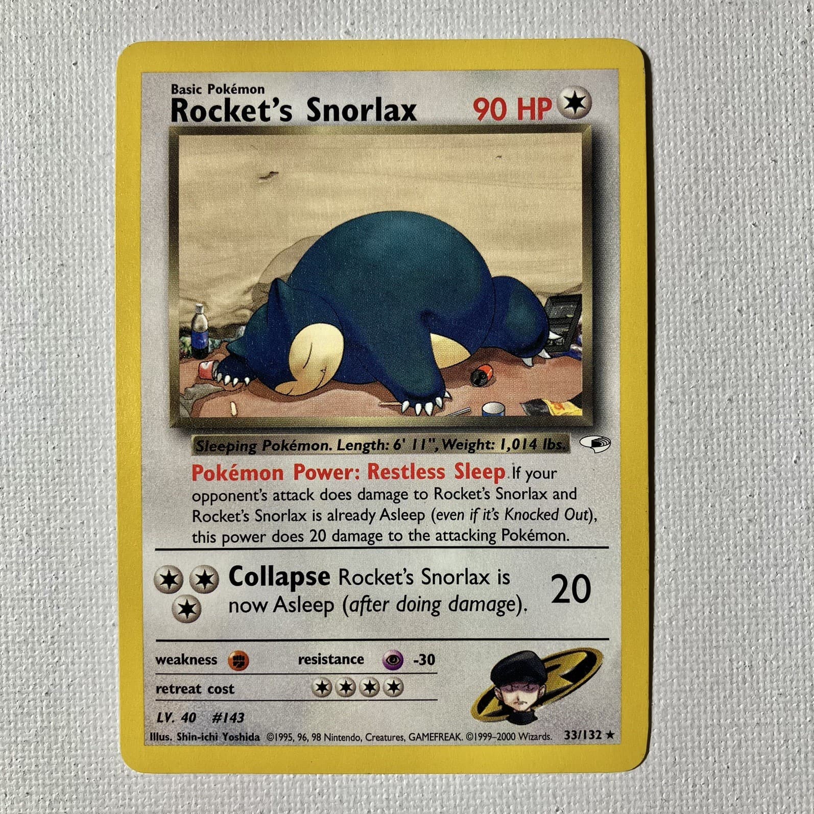 Rocket’s Snorlax 33/132 - Gym Heroes Unlimited - Rare - Vintage 2000 - MP