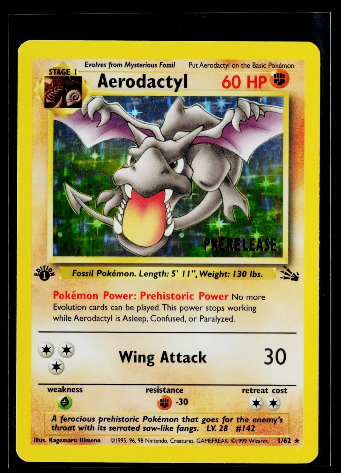 Aerodactyl (Prerelease) 01/62 1st Edition Stamped Holo WoTC Promo Pokemon NM/LP