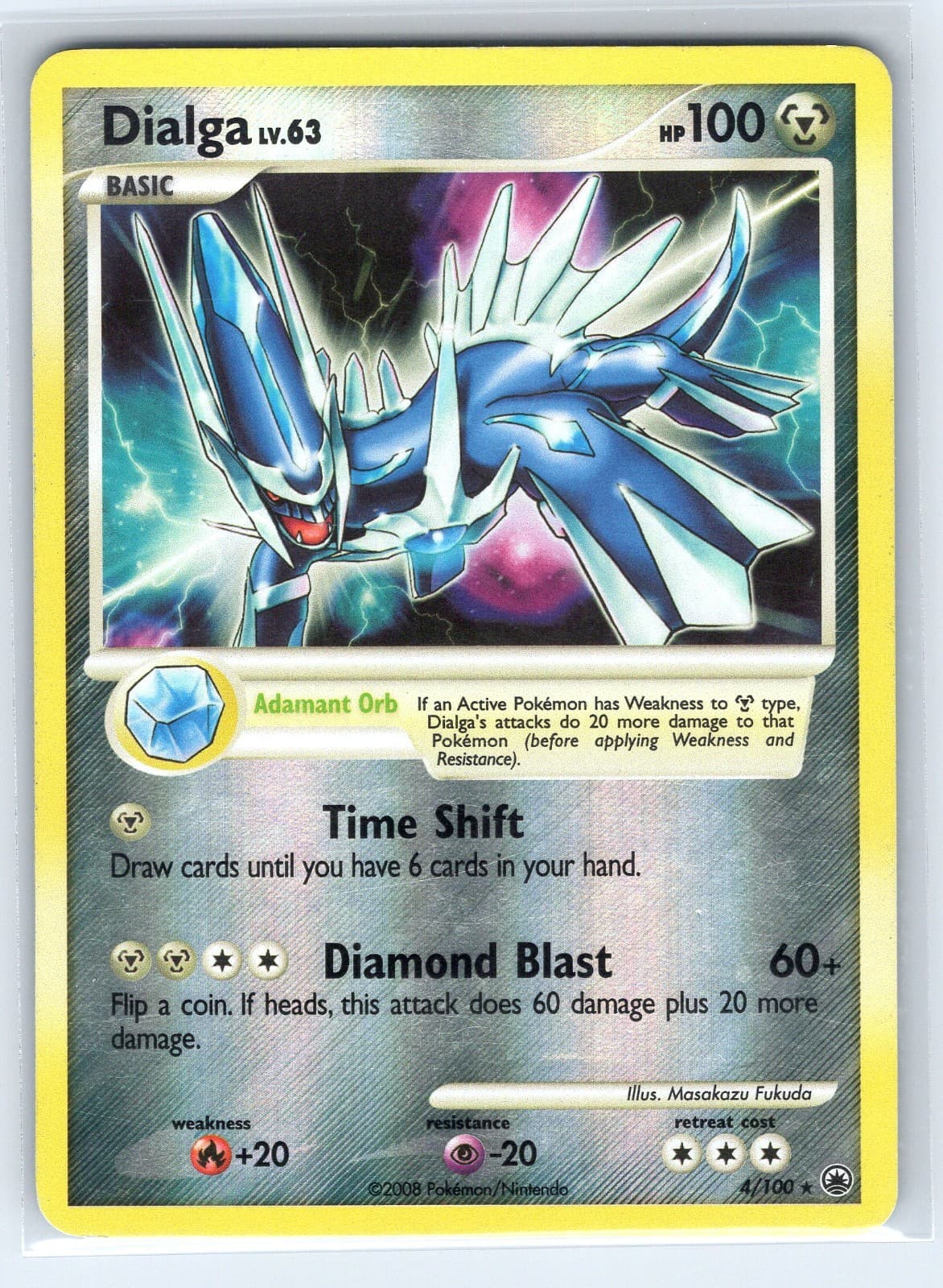 Pokémon TCG Dialga Majestic Dawn 4/100 Reverse Holo Holo Rare 2008 - LP