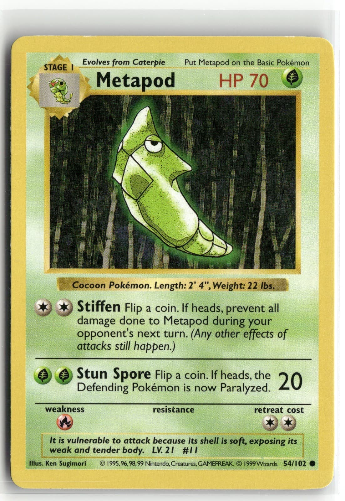 Metapod 054/102 Base Set (Shadowless) Common Unlimited LP