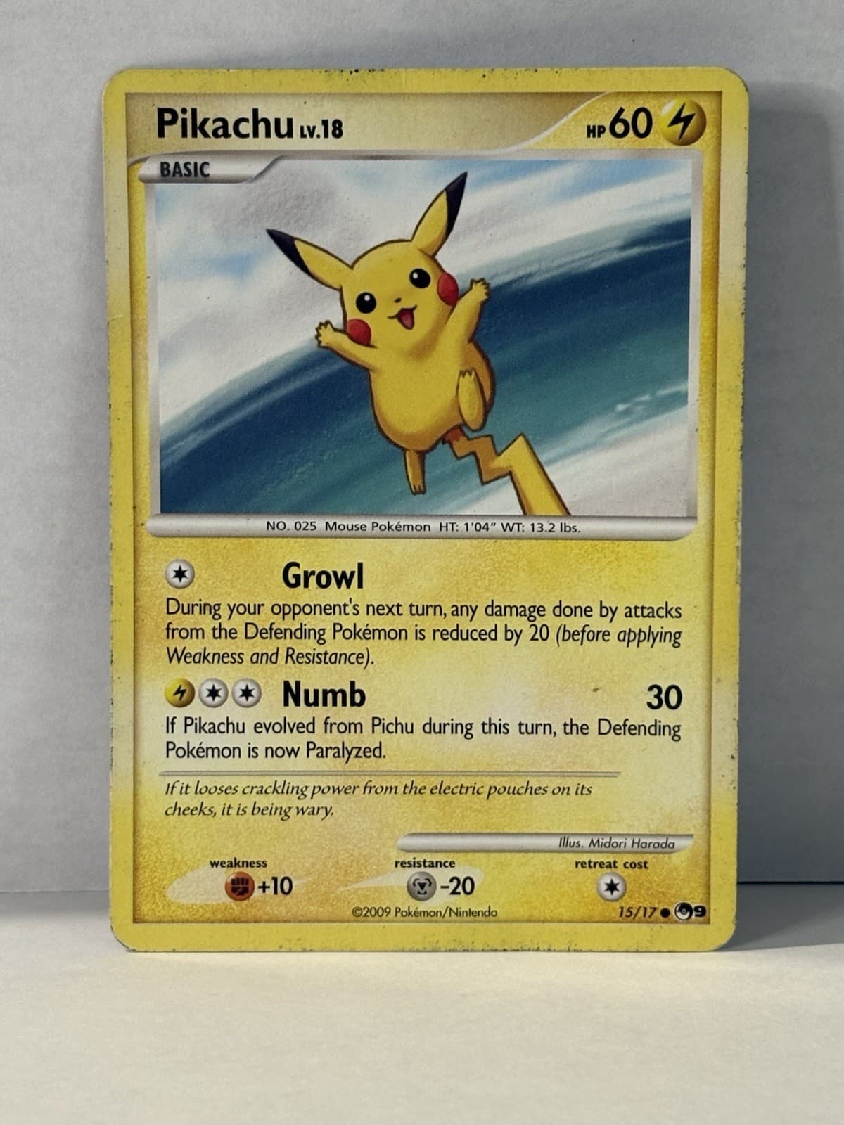 2009 Pokemon PIKACHU #15/17 POP Series 9 Common Lightning Vintage English