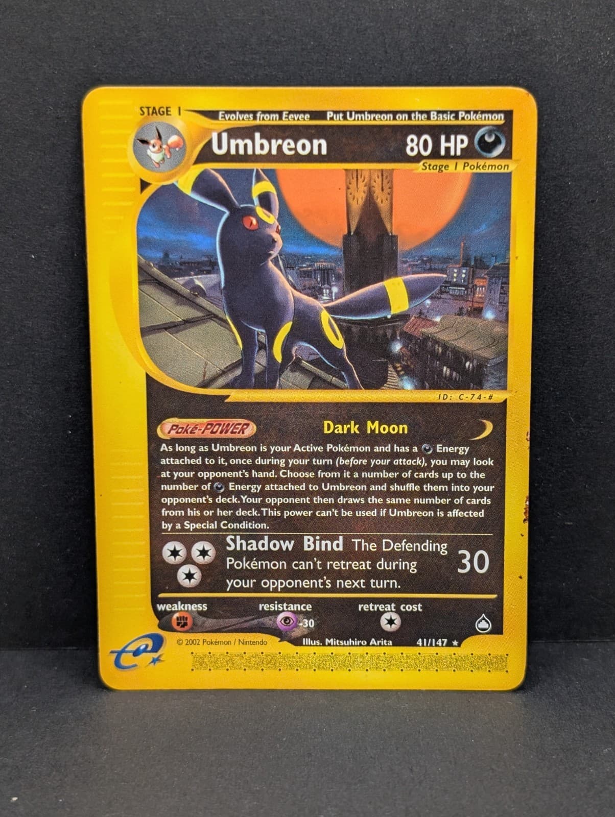Umbreon 041/147 Aquapolis Non-Holo Ultra Rare Pokemon TCG Nintendo Eevee MP