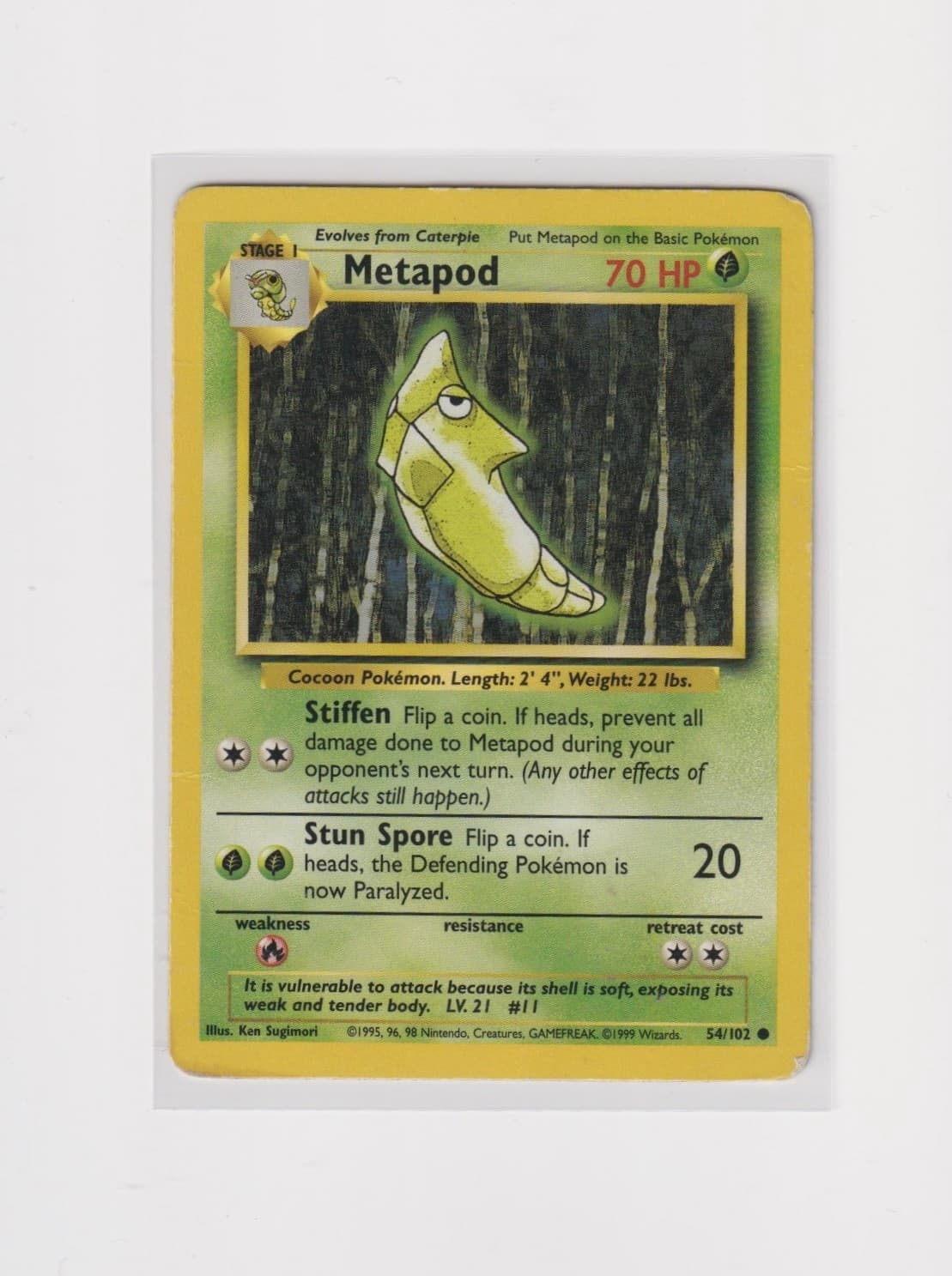 Metapod 054/102 Base Set (Shadowless) Regular