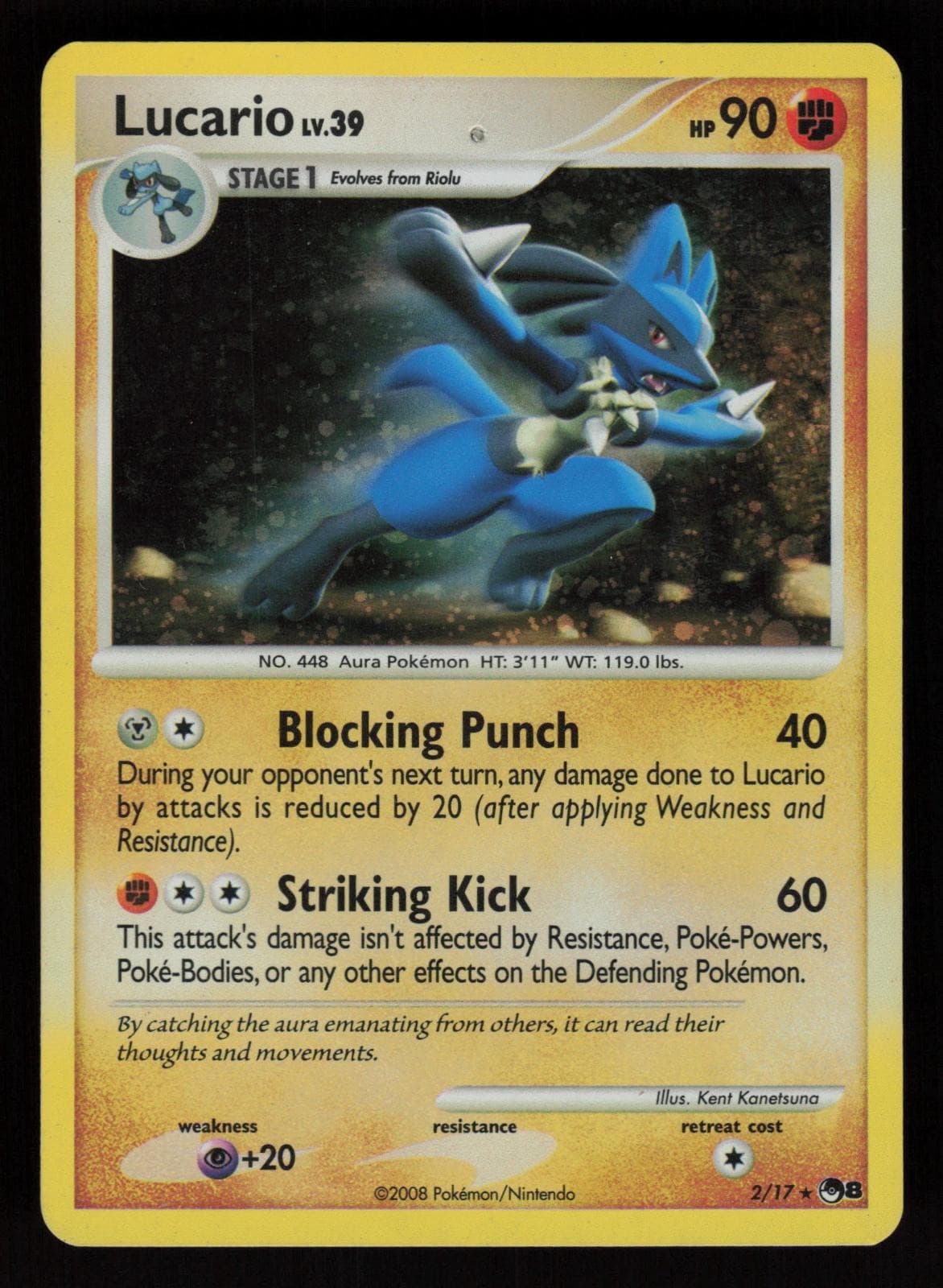 Lucario 2/17 Rare POP Series 8 Pokemon Holo Heavily Played