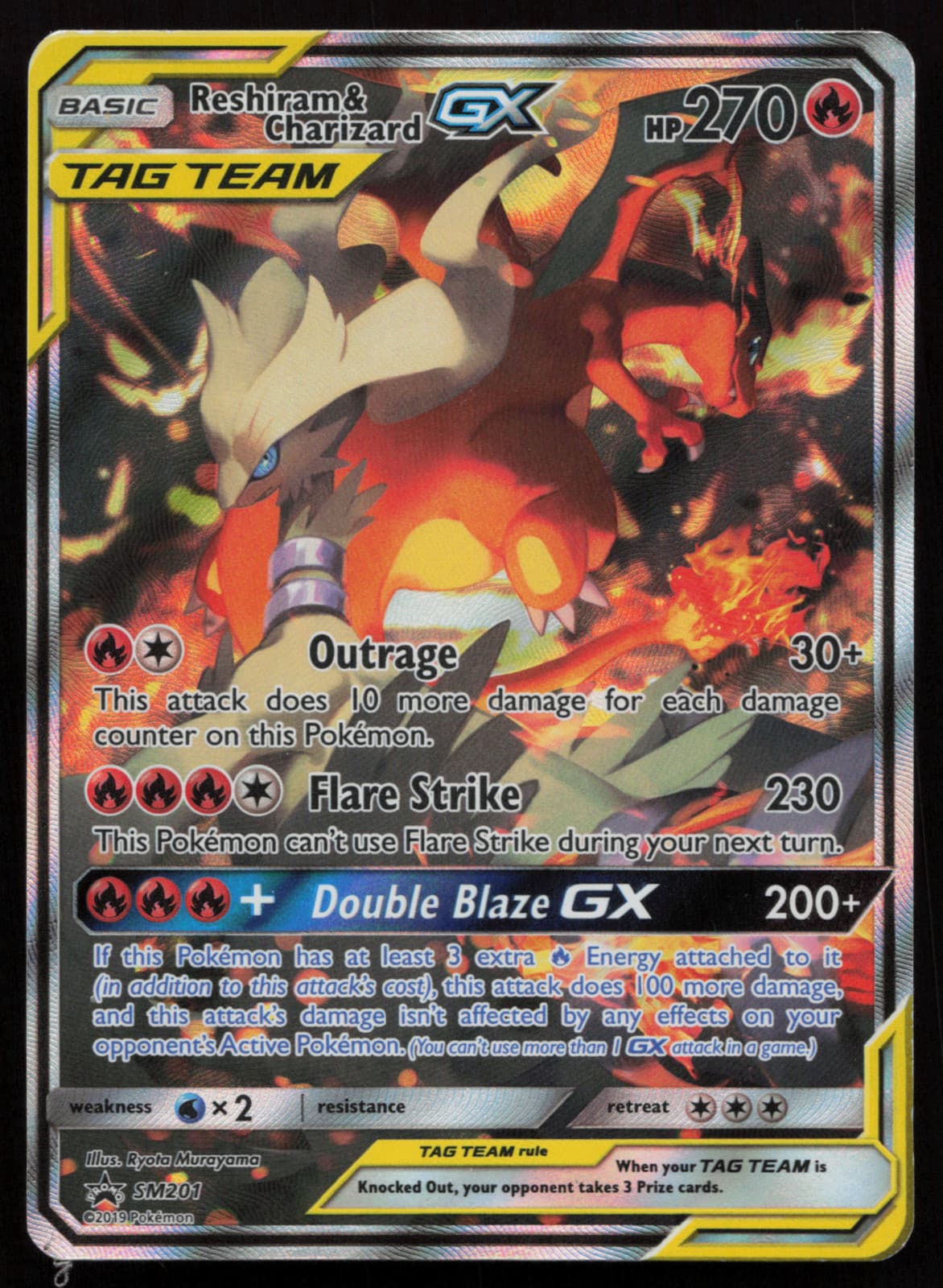LP* Reshiram & Charizard GX SM201 Sm Holo