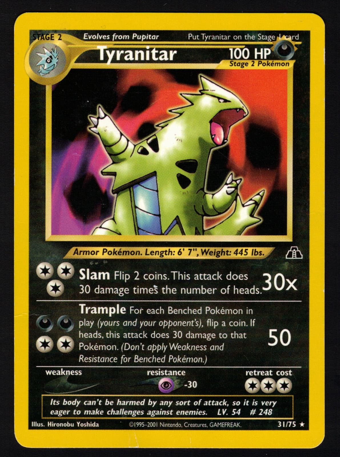 Tyranitar 31/75 Neo Discovery Rare Unlimited HP Pokemon Card