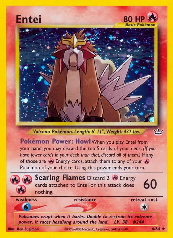 Entei - 6/64 - Pokemon Neo Revelation Unlimited Holo Rare Card WOTC MP