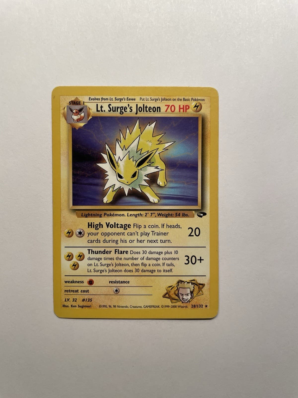 Lt. Surge's Jolteon - 28/132 - Pokemon Gym Challenge Unlimited Rare Card WOTC LP