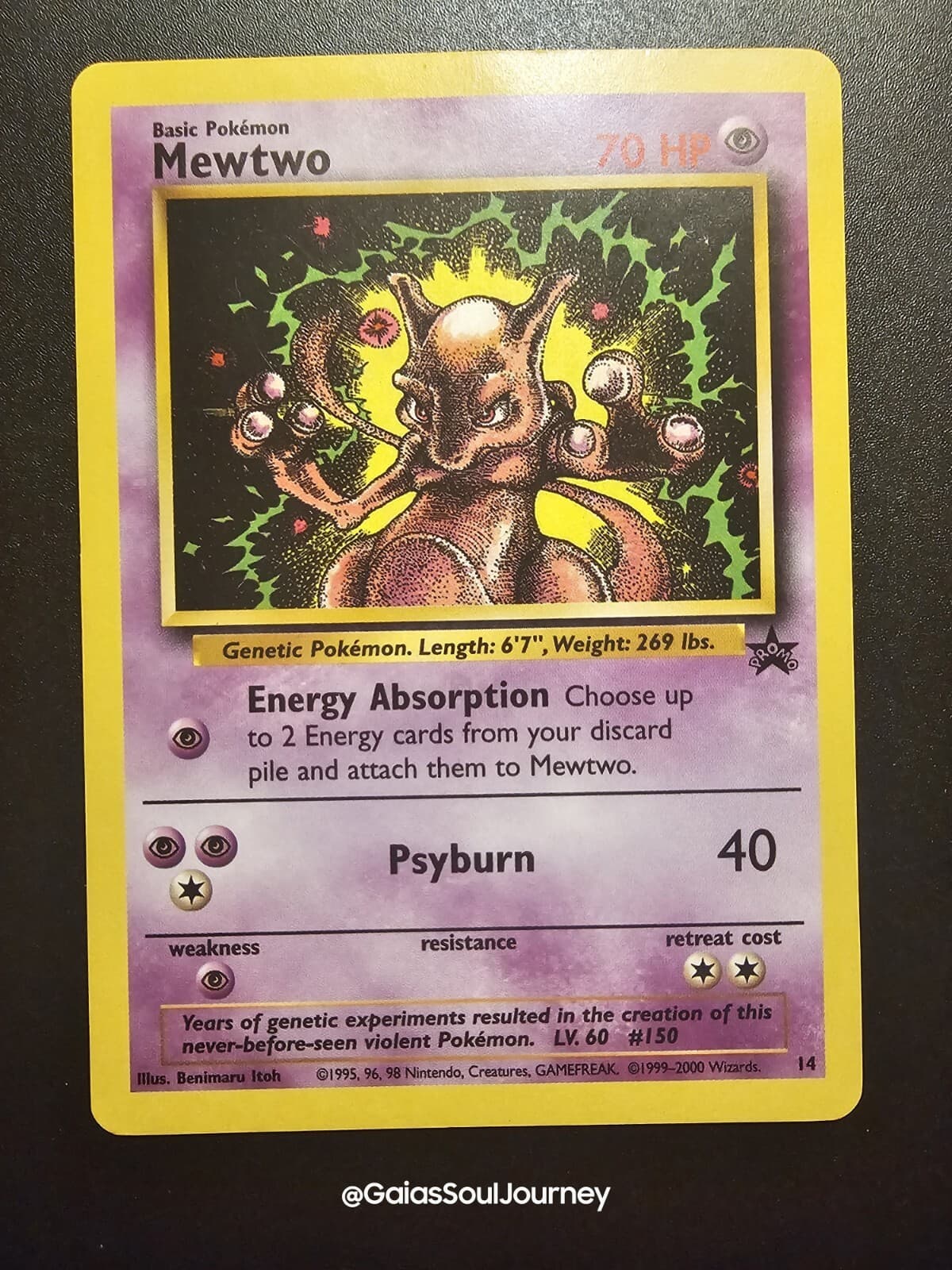 Mewtwo 14/130 Base Set 2 Pokémon Card WOTC Vintage 99-2000 Holo Rare EXCELLENT