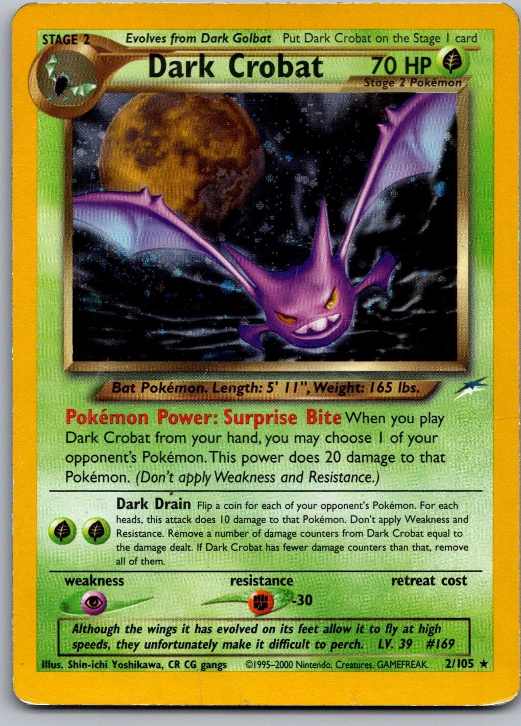 Dark Crobat Unlimited Holo Holo Rare Neo Destiny 2/105 SWIRL