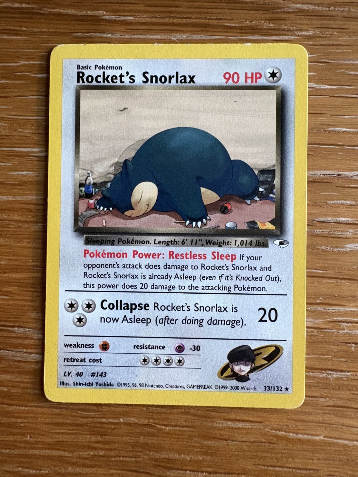 Pokemon Rocket's Snorlax 33/132 2000 Gym Heroes Rare MP