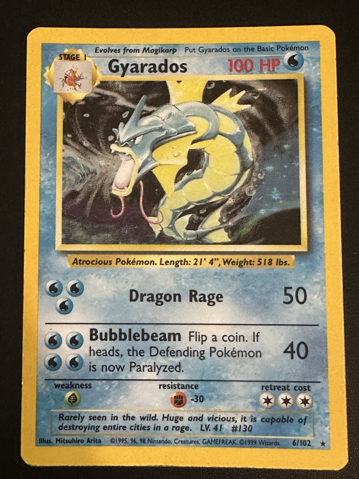 Gyarados 6/102 Pokemon Base Set Wizards If The Coast Holo Rare HP