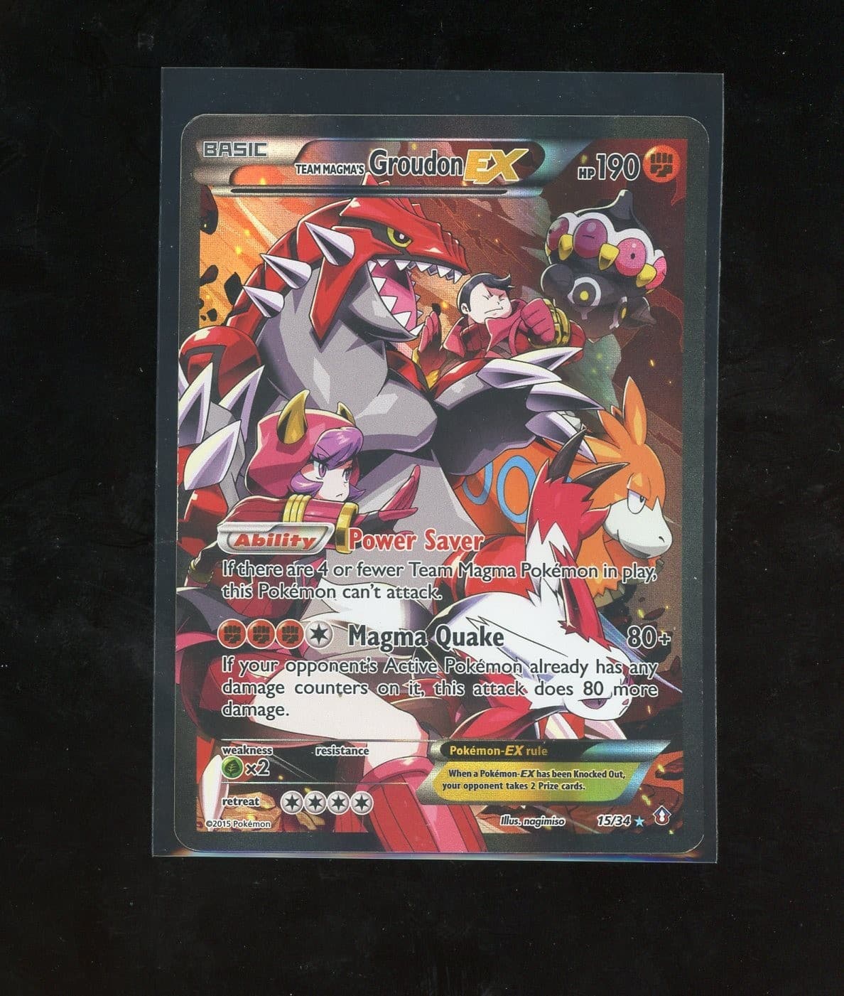 2015 Pokemon XY Double Crisis Full Art Team Magma's Groudon EX 15/34 Holo Foil
