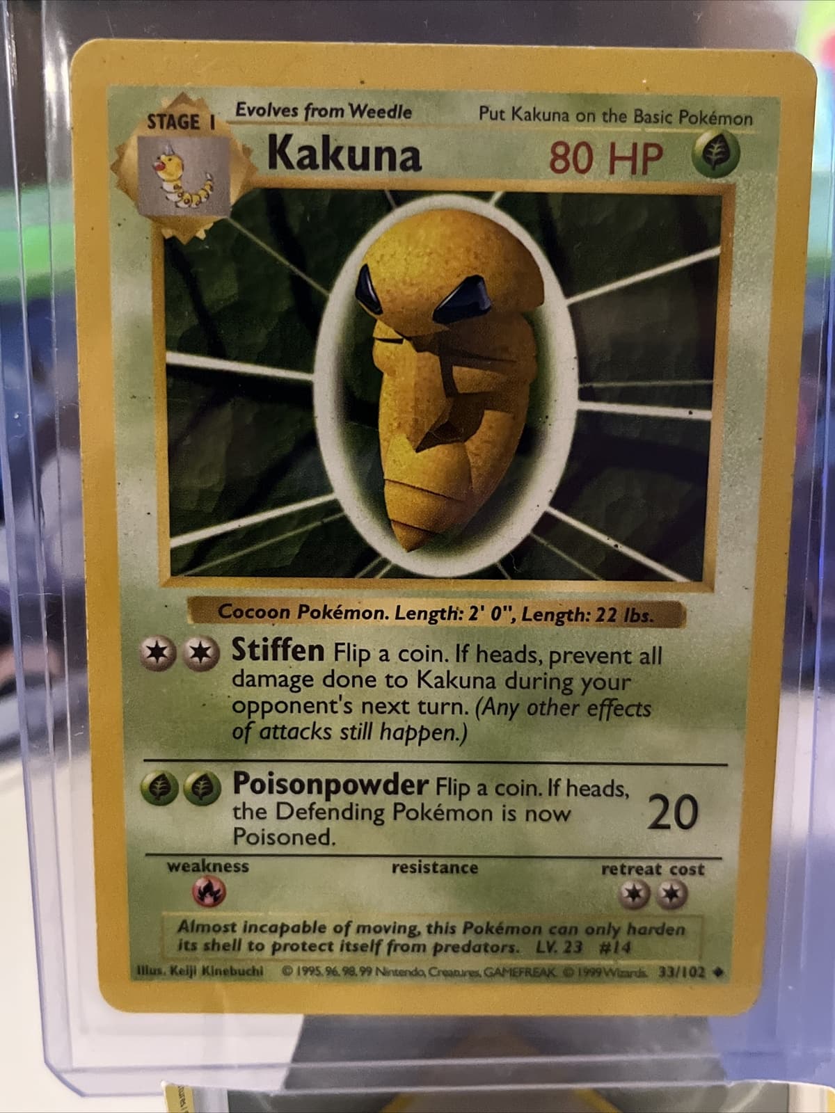 Pokémon TCG Kakuna Base Set 33/102 Regular Shadowless Uncommon MP