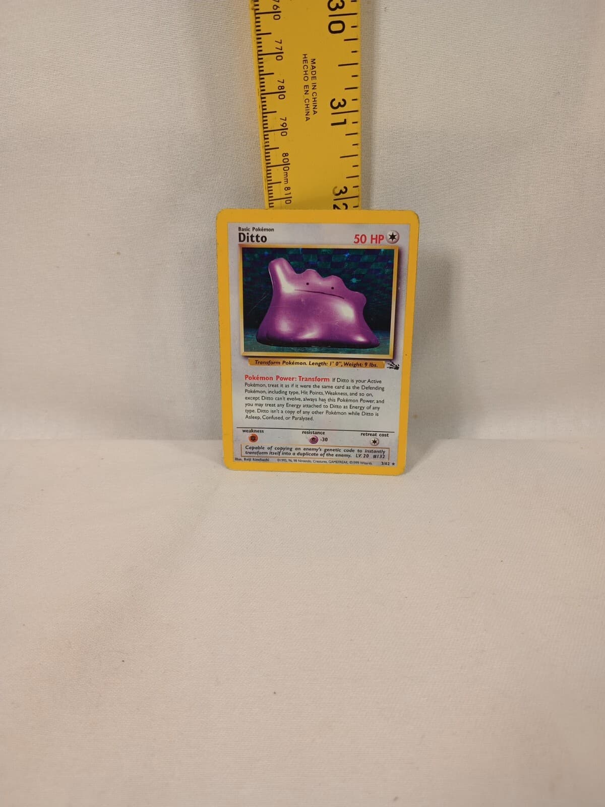 DITTO 3/62 HOLO RARE 1999 WOTC FOSSIL SET POKEMON TRADING CARD GAME