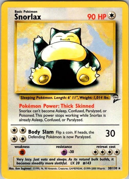 Snorlax Rare Base Set 2 030/130 LP