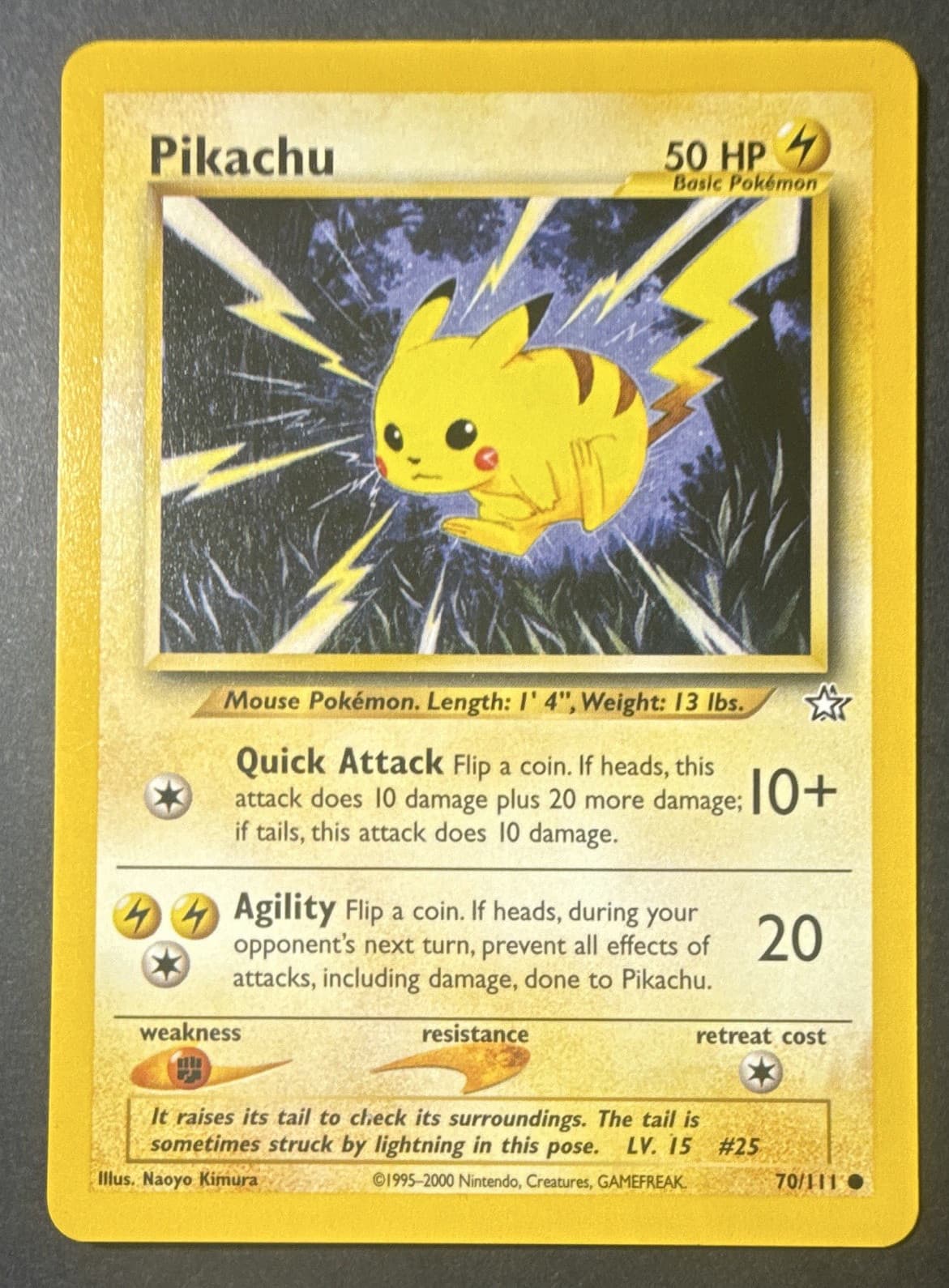 Pikachu 70/111 Neo Genesis Unlimited Regular Common 50 HP Basic English 2000
