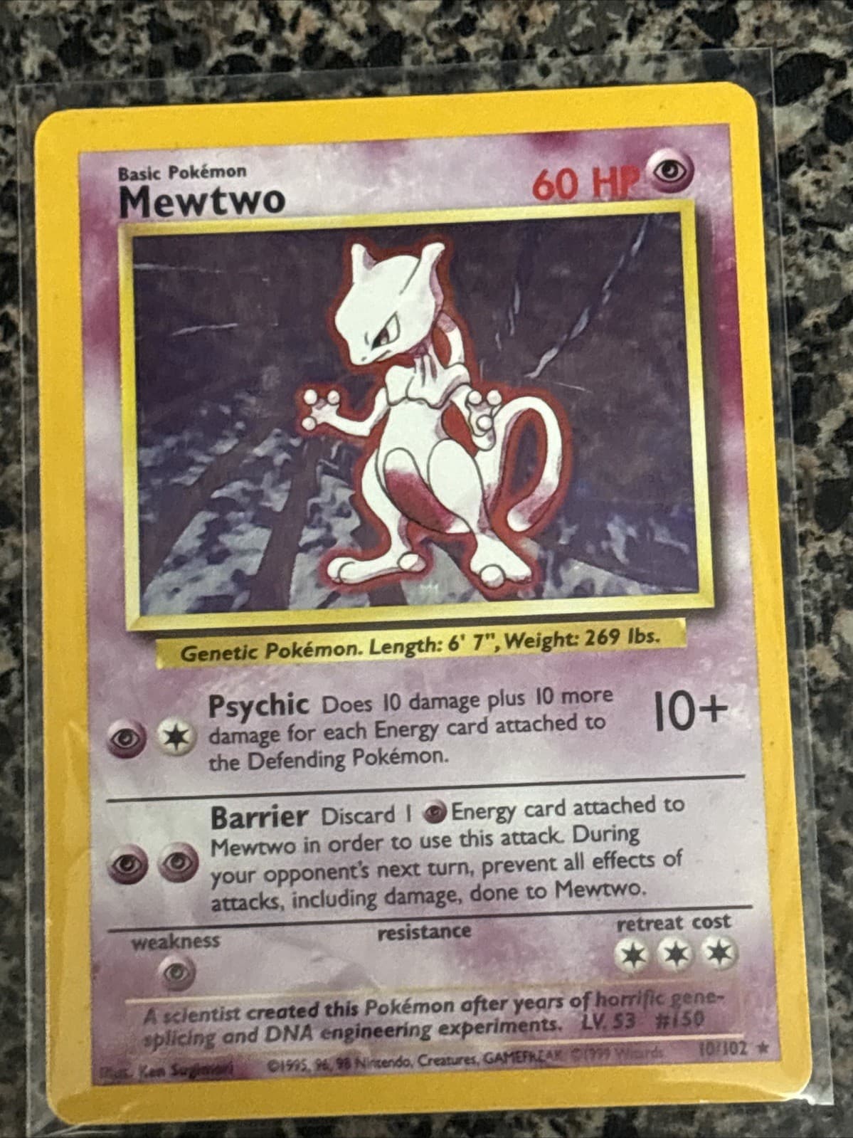 Mewtwo 10/130 Base Set 2000 Holo Rare WOTC Pokémon Card TCG MP