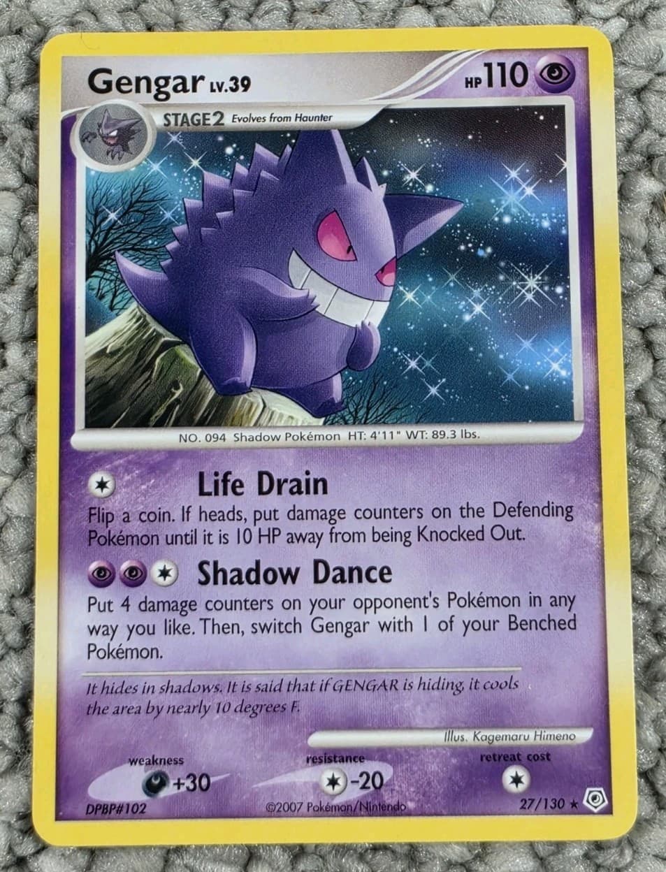 2007 Pokemok Gengar 27/130 Diamond and Pearl Regular LP