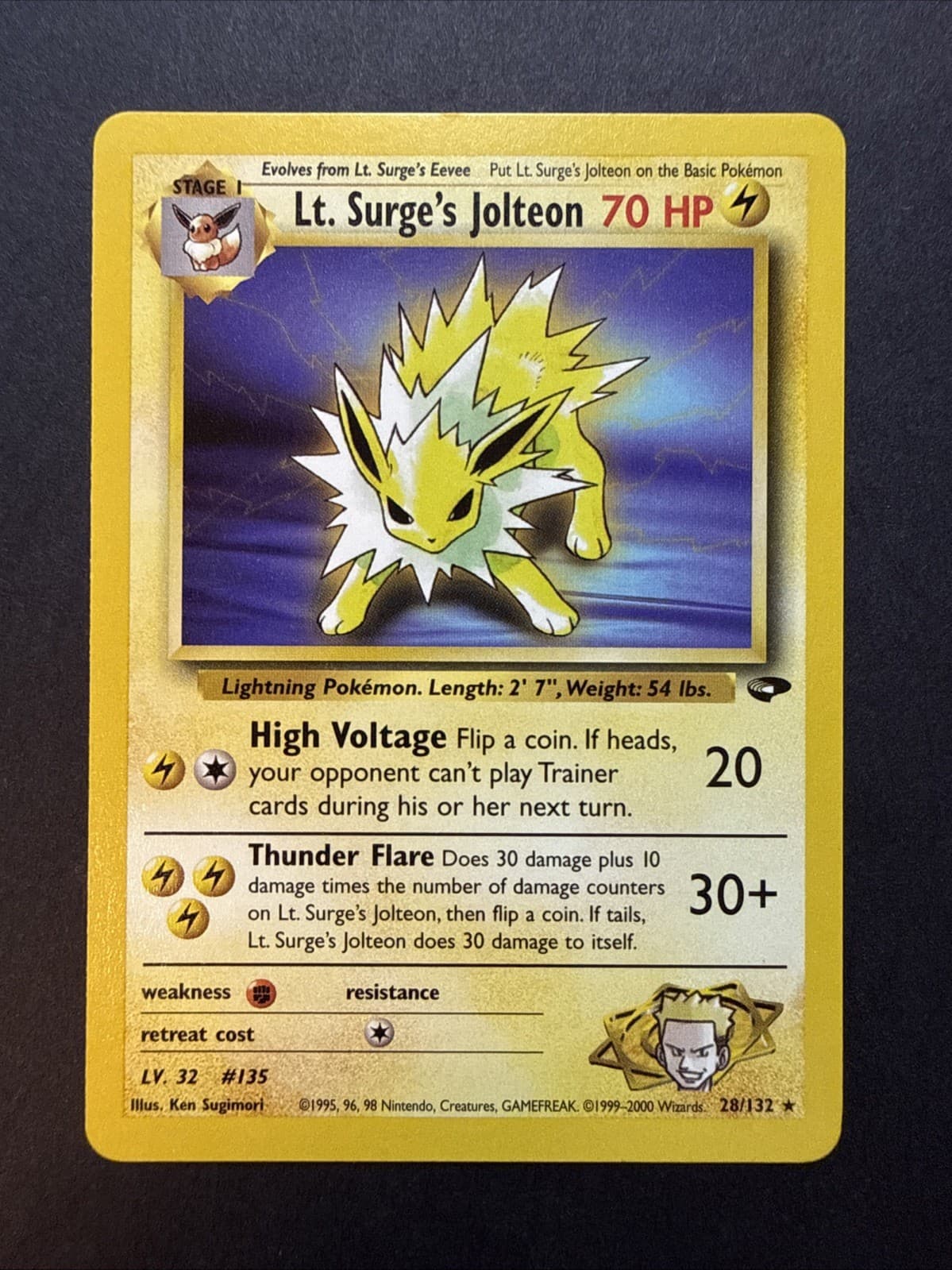 Lt. Surge's Jolteon 28/132 (Non-Holo) Gym Challenge VINTAGE Pokemon 2000