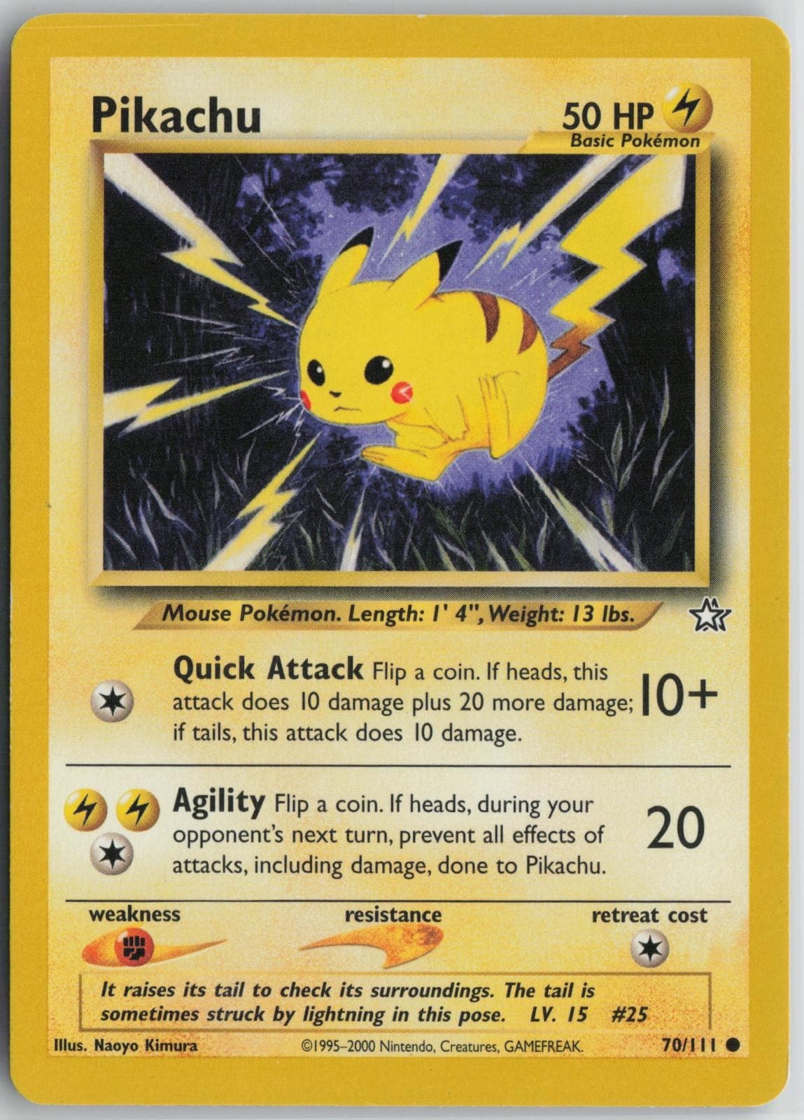 Pikachu 70/111 Common Neo Genesis Pokemon Unlimited Lightly Played