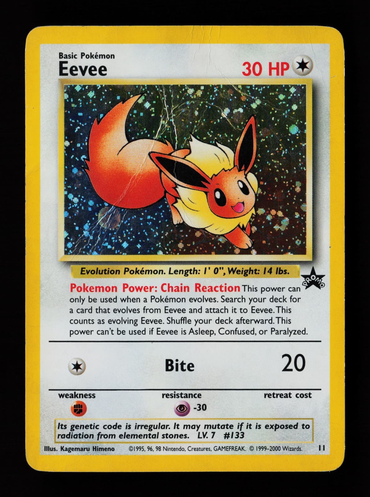 Eevee 11/53 Holo WoTC Promo Creased Heavily Played Pokémon Card
