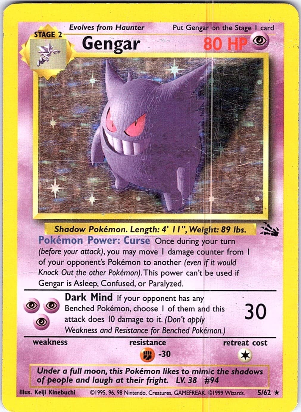 Gengar Holo Rare Legendary Collection 011/110 MP