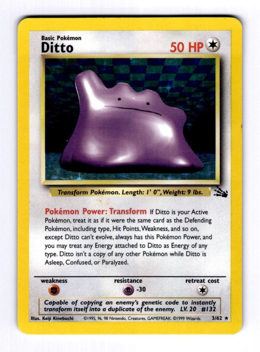 Ditto (3) Fossil #03 (1999) Holo HP Pokemon