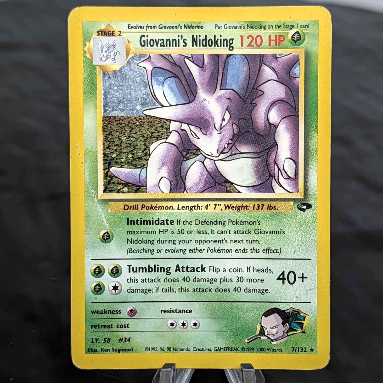 Pokemon Giovanni's Nidoking 7/132 Gym Challenge Holo Rare WOTC NM Vintage✨