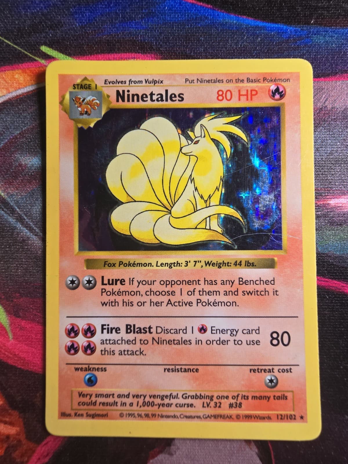 Pokemon Ninetales 012/102 Holo Rare Base Set (Shadowless)