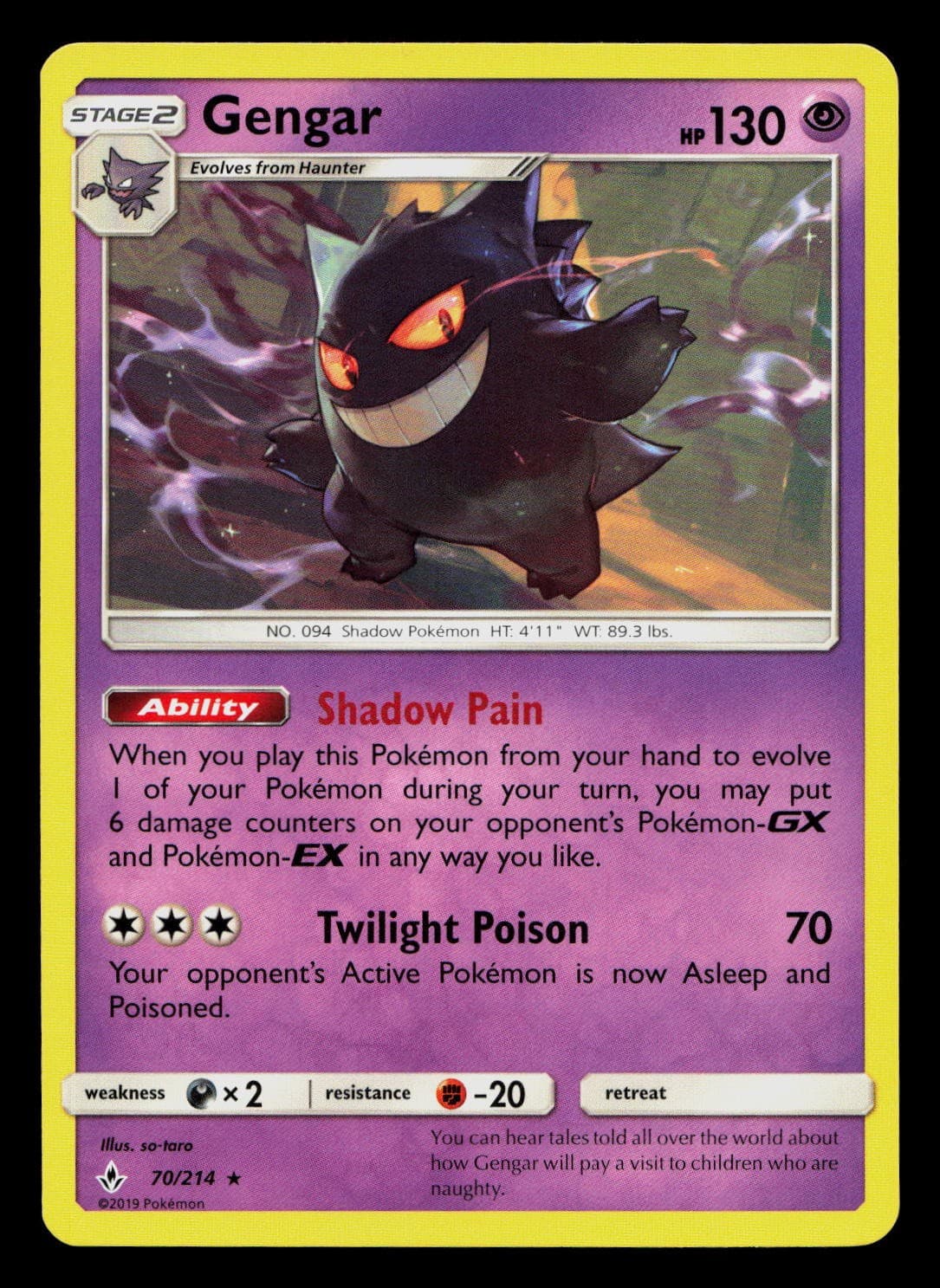 SM - Unbroken Bonds #70/214 Gengar (MP)