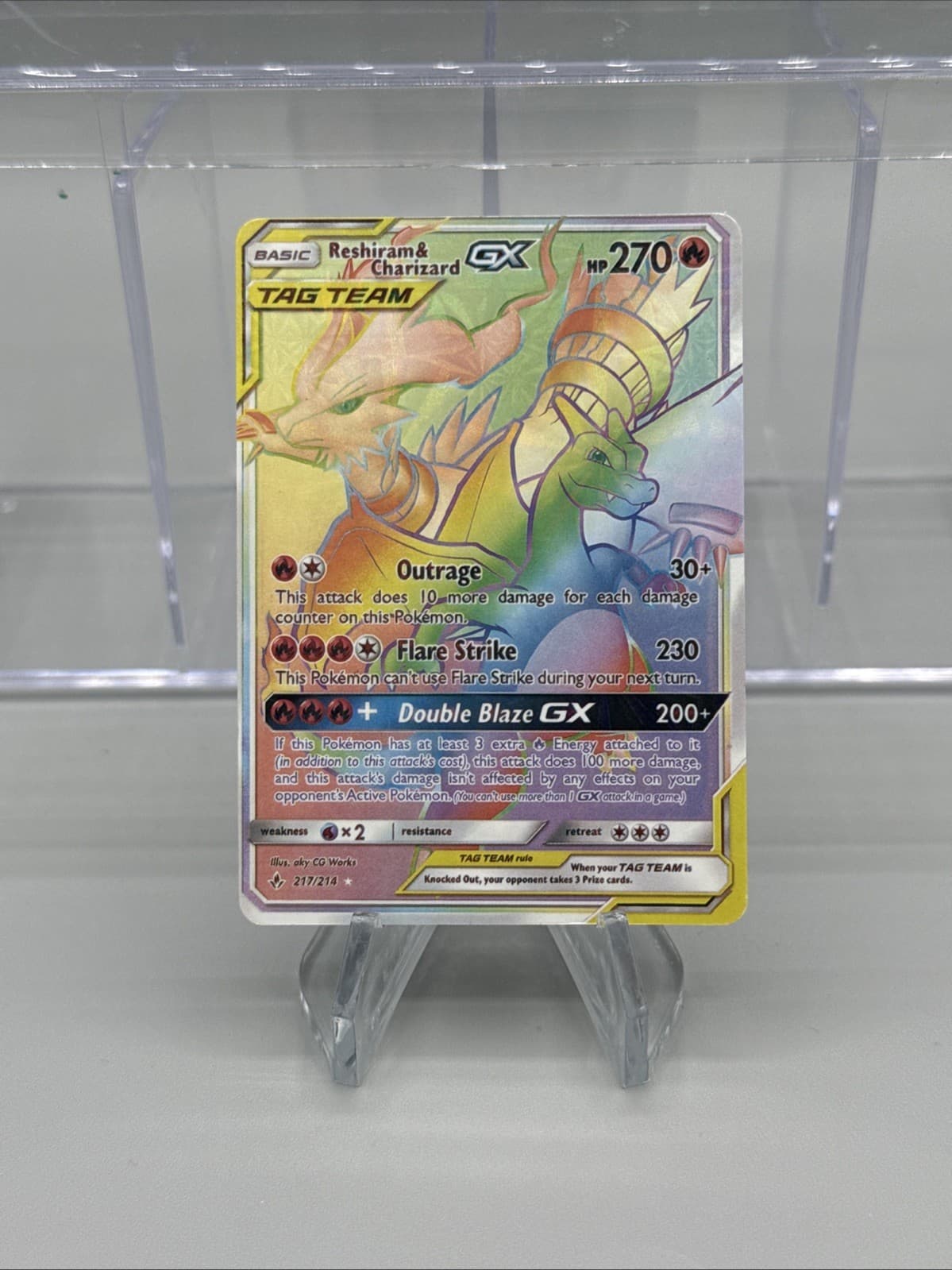 Reshiram & Charizard GX (Secret) 217/214 Sm-Unbroken Bonds Holo