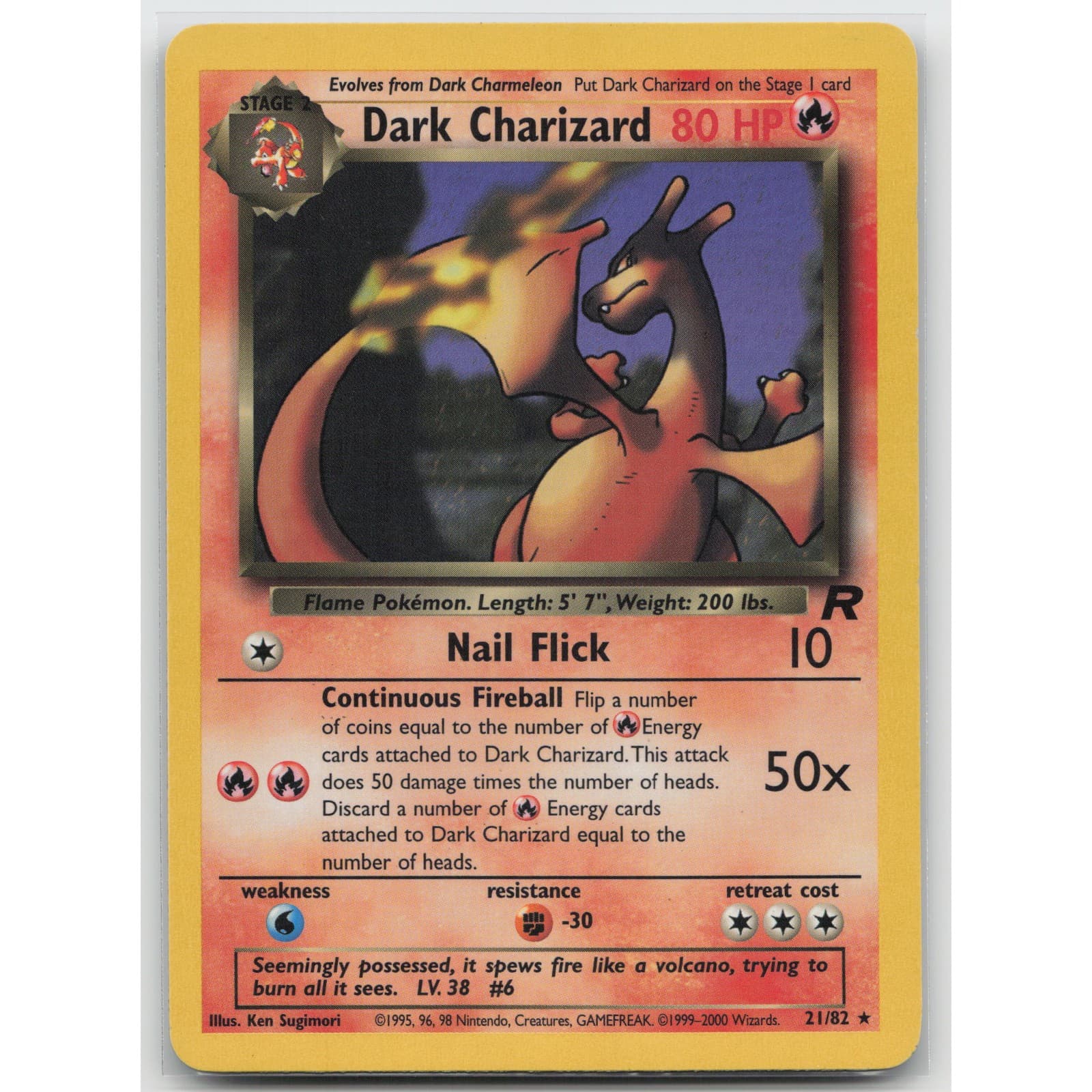 Dark Charizard Unlimited Team Rocket 21/82 Rare MP Pokemon B