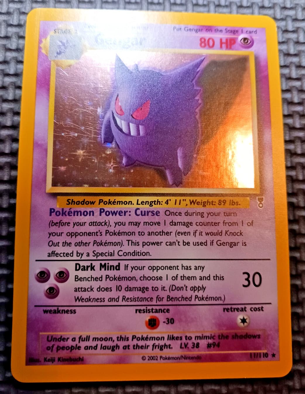 2002 Pokemon Legendary collection #11 Gengar Holo LP