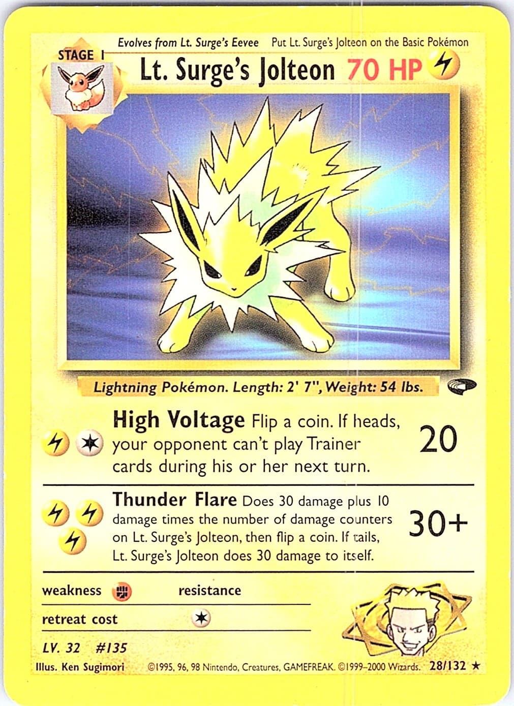Lt. Surge's Jolteon Unlimited Rare Gym Challenge 028/132 LP