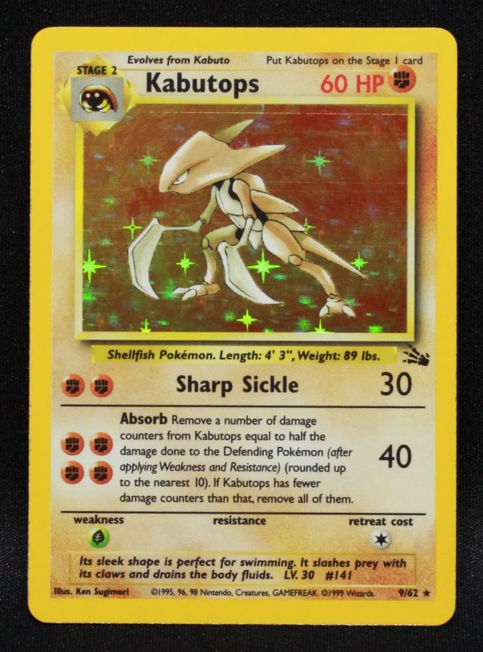 Kabutops 9/62 - Fossil Unlimited - Holo Rare Pokemon - MP