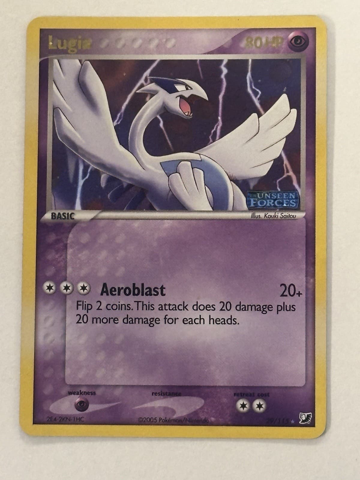 Pokémon Lugia 29/115 EX Unseen Forces Reverse Holo Stamped Promo 🐶