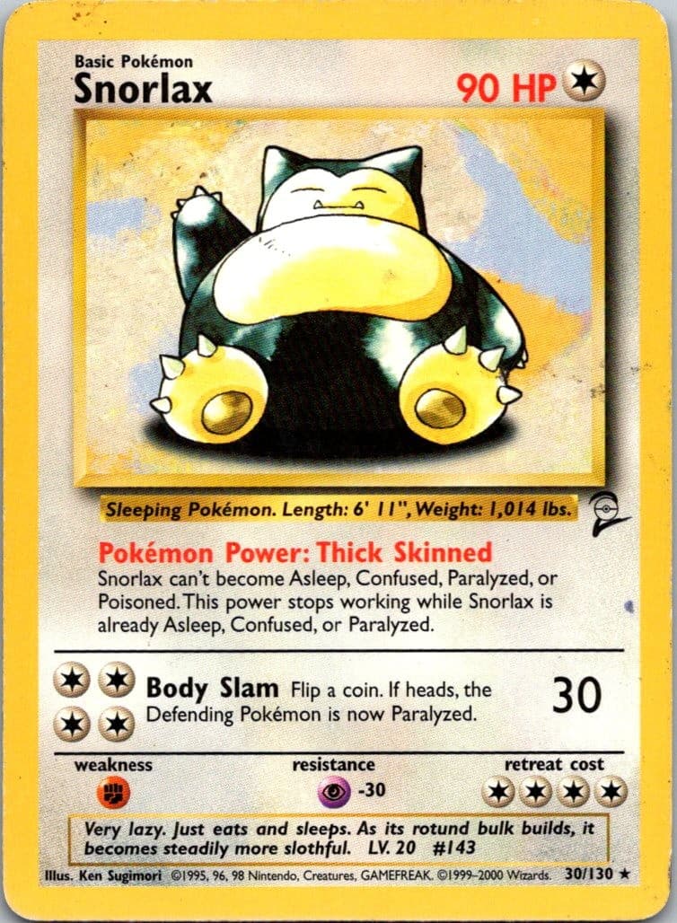 Snorlax 30/130 Base Set 2 Pokemon TCG R DMG