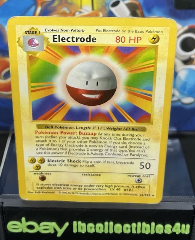 Electrode - Base Set SHADOWLESS - 21/102 - Non-Holo - Pokemon TCG -MP-FREE SHIP