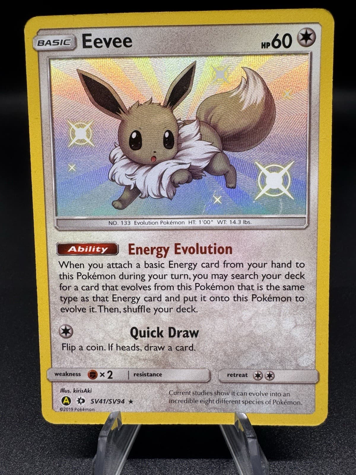 Pokemon TCG Eevee SV41/SV94 Hidden Fates: Shiny Vault Holo Rare - HP/Damaged