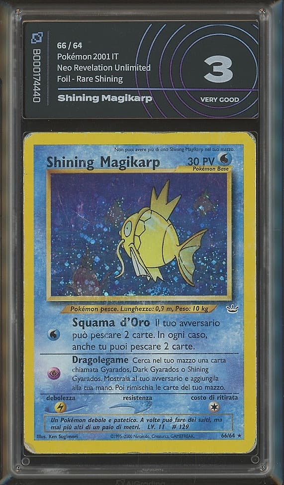 Shining Magikarp 66/64 Holo ITA - Pokemon Neo Revelation Unlimited - AiGrade 3