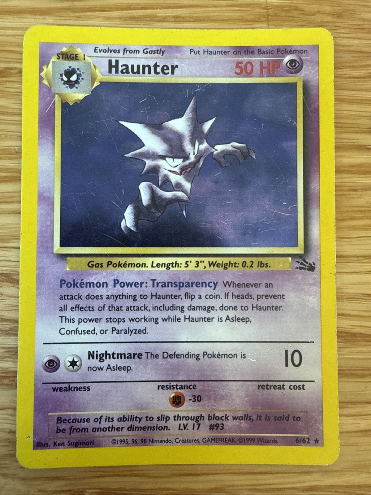 1999 Haunter Holo Rare Fossil Wotc Ghost Type Vintage Foil LP