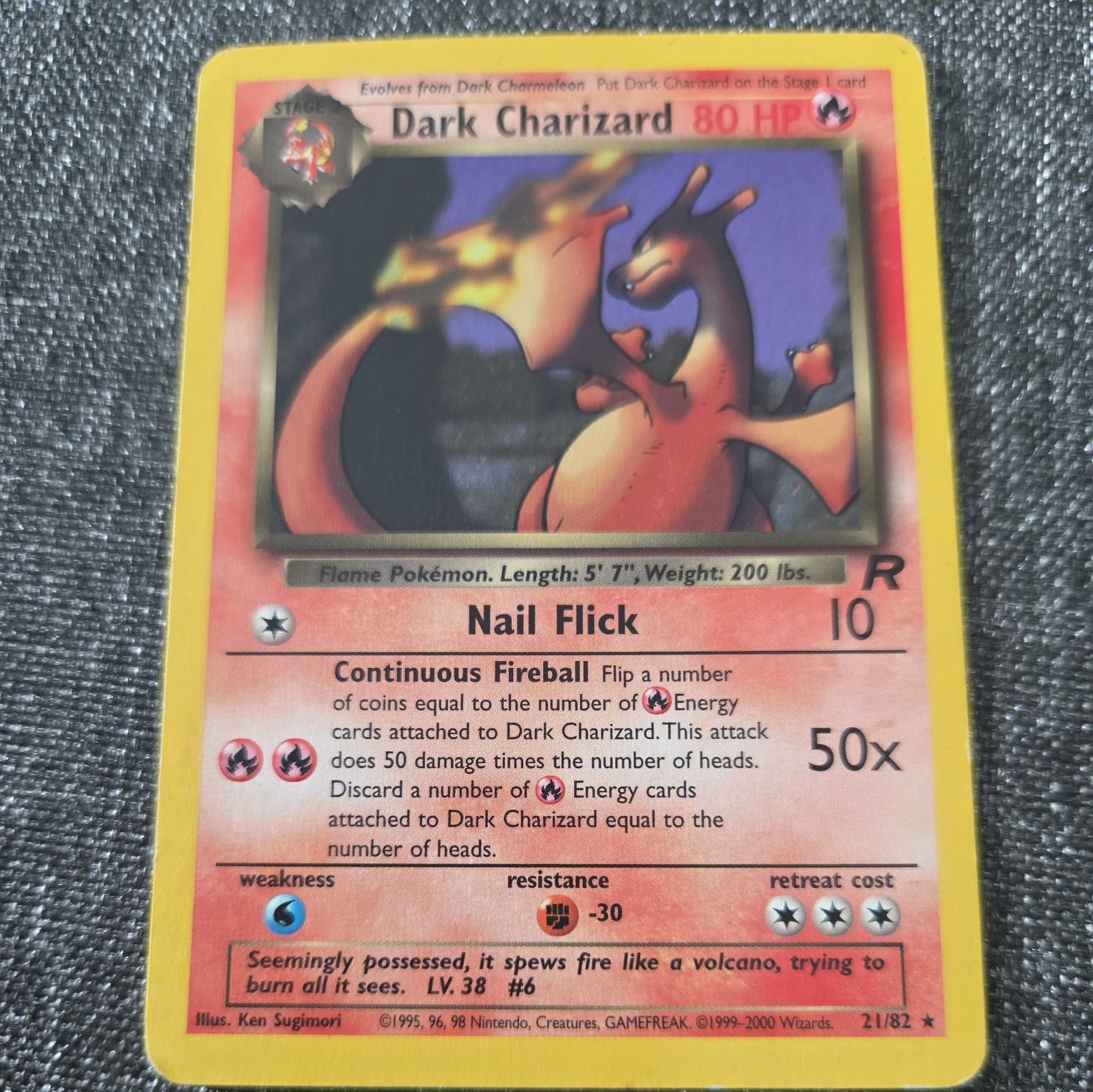 Vintage WOTC Pokemon TCG | Dark Charizard 21/82 | Team Rocket 2000 | LP/MP