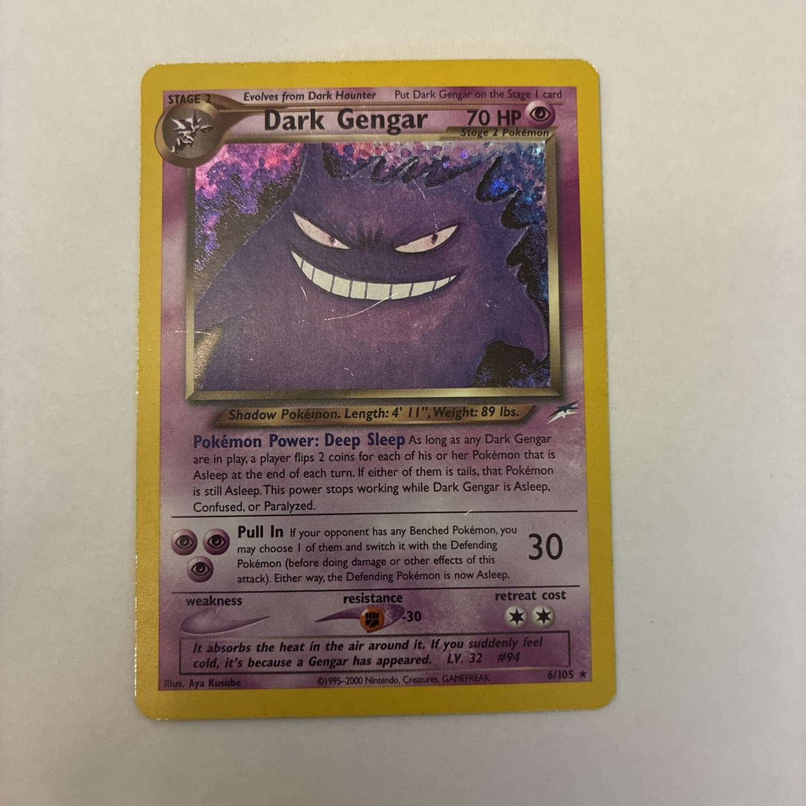 Dark Gengar 6/105 Neo Destiny Holo Vintage Dark Haunter 36/05 Gastly 65/105