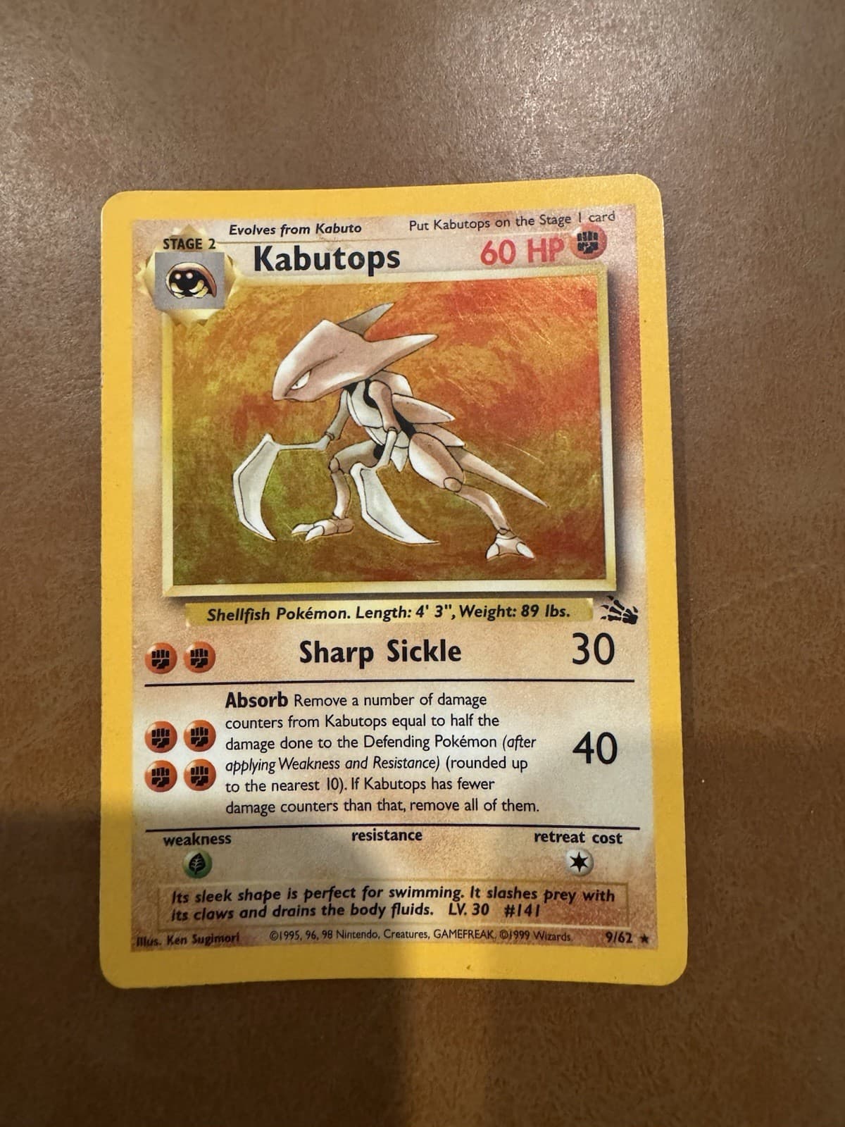 Kabutops Fossil Edition Holo 9/62 Pokémon Card