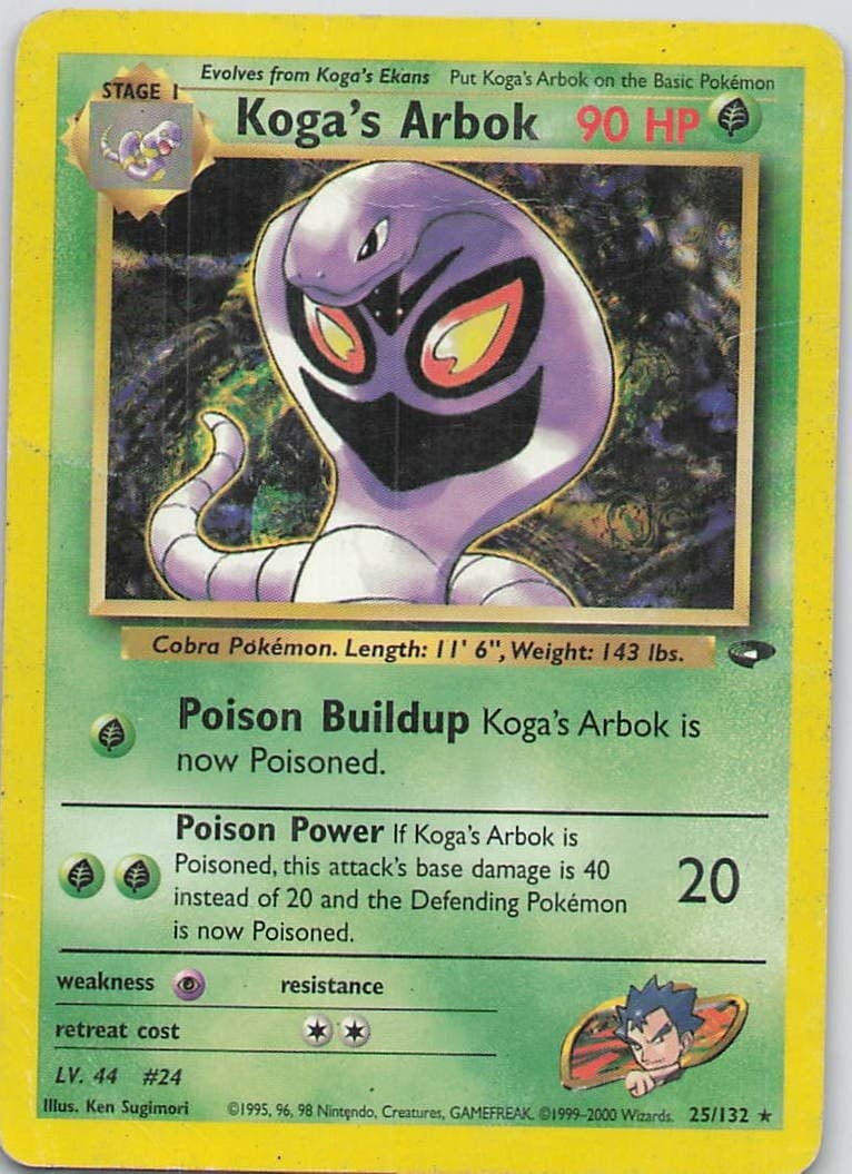 Koga's Arbok Unlimited Rare Gym Challenge 025/132 HP