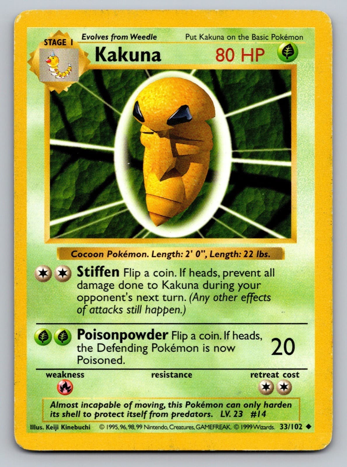 Kakuna Unlimited Uncommon Base Set (Shadowless) 033/102 LP