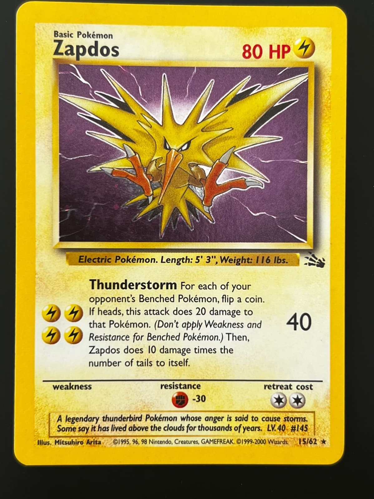Zapdos 15/62 Fossil Holo 1999-2000