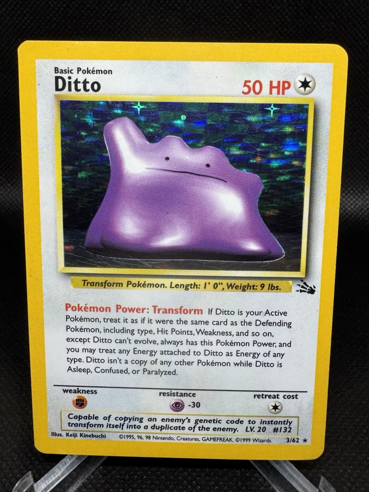 Pokémon TCG Ditto Fossil Holo Rare Unlimited Card 3/62 MP