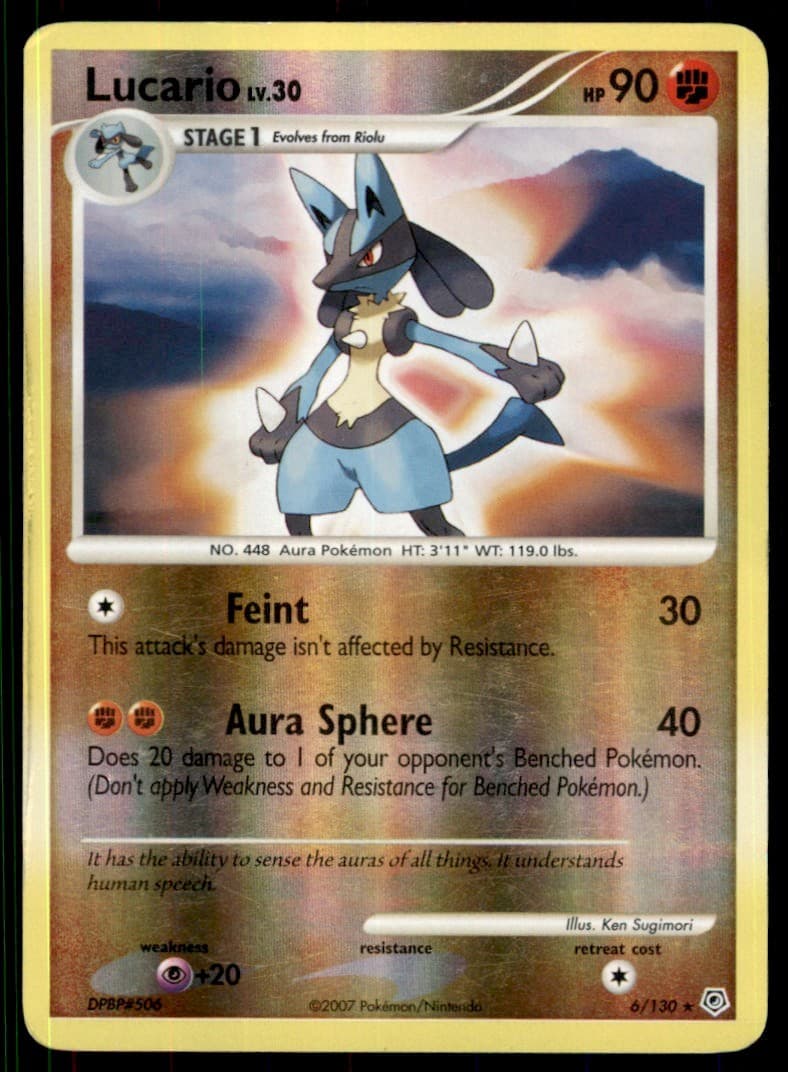 2007 Pokemon Diamond and Pearl Reverse Holo Lucario Holo Rare #6/130
